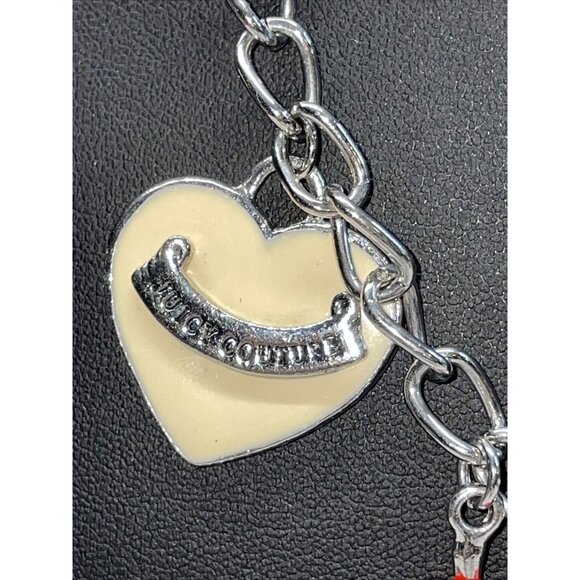 Juicy Couture Chunky Chain Link Silver Tone Charm Dangle Crown Necklace A198 - Picture 9 of 16